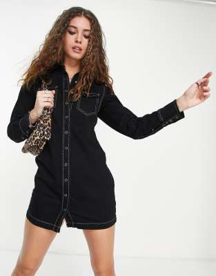 Topshop denim dress with elasticated 