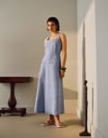 [Topshop] Topshop denim dropped waist midi dress in bleach-Blue 6 Bleach