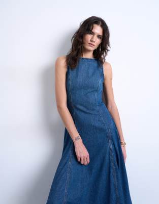 white christmas dresses Vintage Acid Wash Denim Zipper Dress – therapi