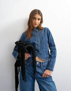 Denim drummer boy jacket in rich blue