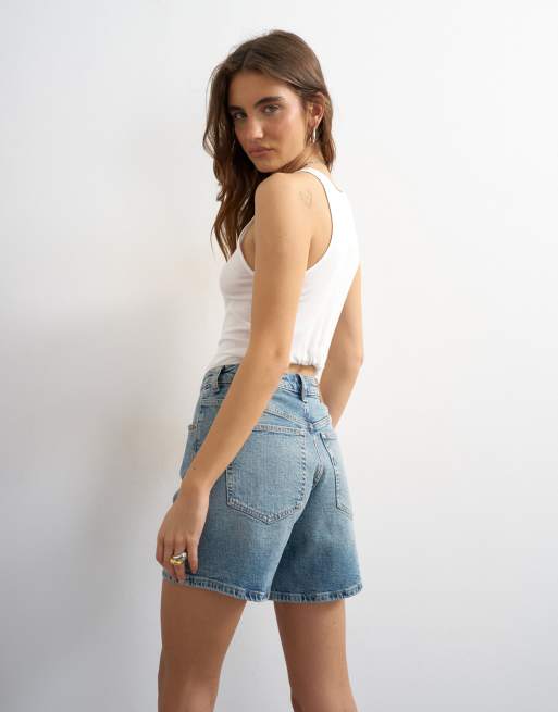 Topshop denim Editor comfort stretch short in bleach, 5 of 5