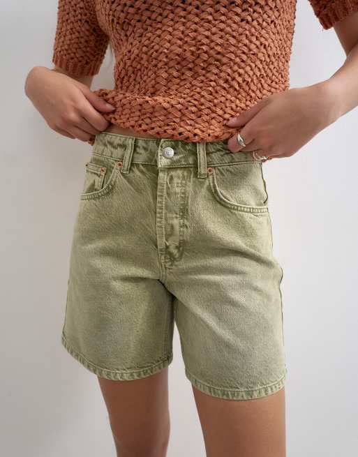 Topshop denim Editor short in apple green, 4 of 5