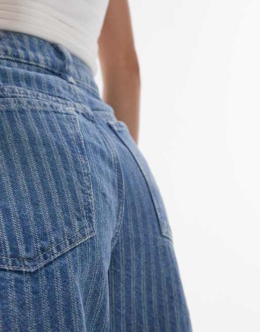 Topshop denim Editor short in bleach stripe, 5 of 5