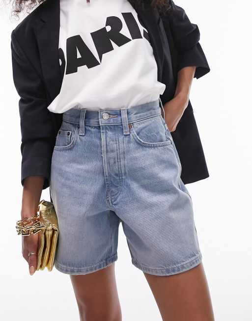 Topshop denim editor short in bleach