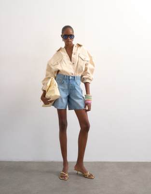 Topshop denim editor short in bleach