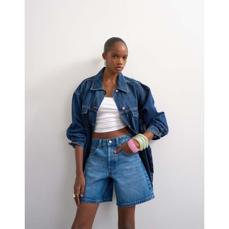 Short Jean Denim Topshop Noir à Marguerites - Taille S/27/28/36/38 - Occasion Très Bon état