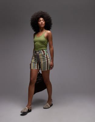 Topshop Topshop denim Editor short in multi stripe