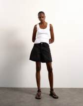 Topshop denim Editor short in washed black