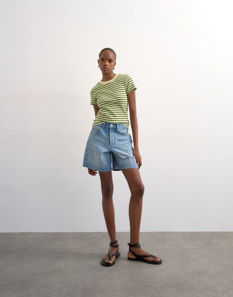 Topshop denim Editor short with rips in bleach - view 1