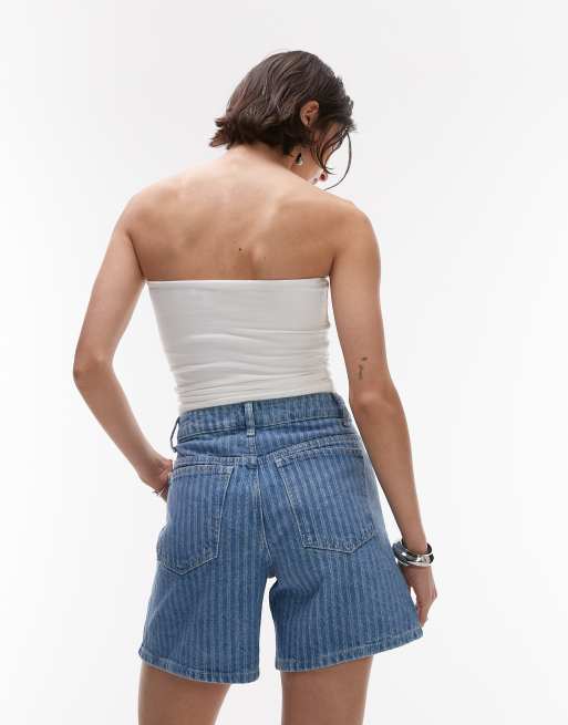 Topshop denim Editor shorts in bleach stripe, 3 of 5