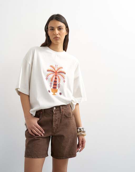 Topshop denim Editor shorts in brown, 2 of 5