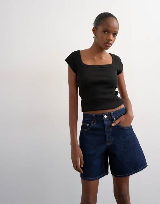 Topshop denim Editor shorts in indigo rinse, 2 of 4
