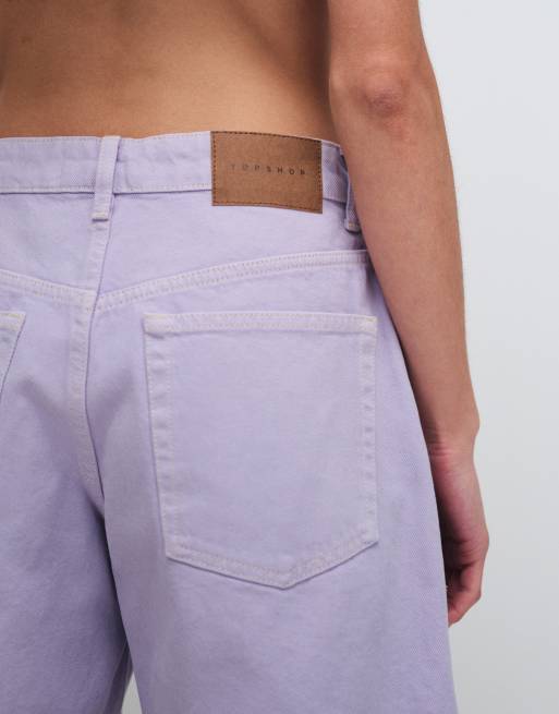 Topshop denim Editor shorts in lilac, 4 of 9