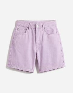 Model wearing Denim Editor shorts in lilac