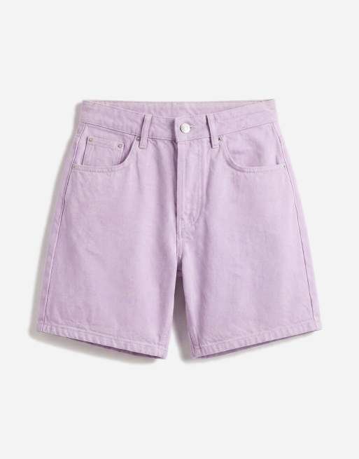 Topshop denim Editor shorts in lilac, 6 of 9
