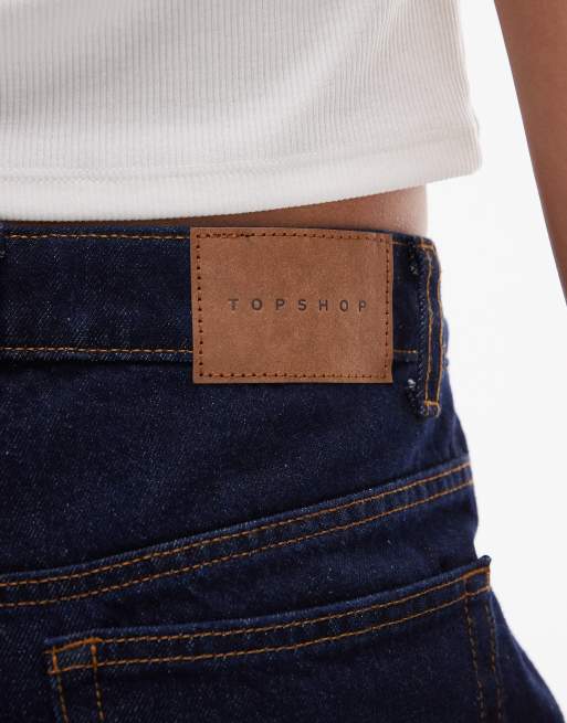 Topshop denim Editor shorts in raw look indigo