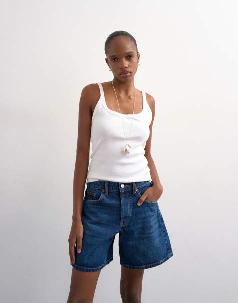 Topshop denim Editor shorts in rich blue - view 1