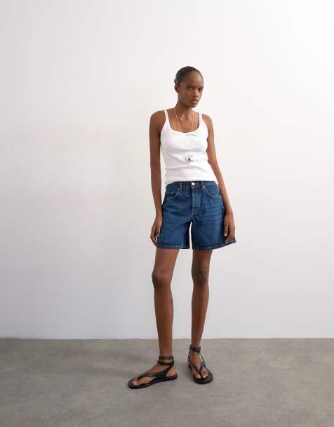 Mini-jupe Courte En Jean Topshop - Taille W28, Bleu Foncé, Style Moto