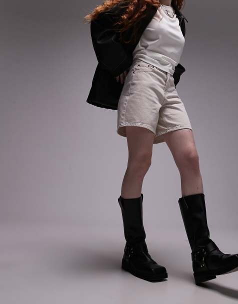Topshop denim Editor shorts in white - view 1