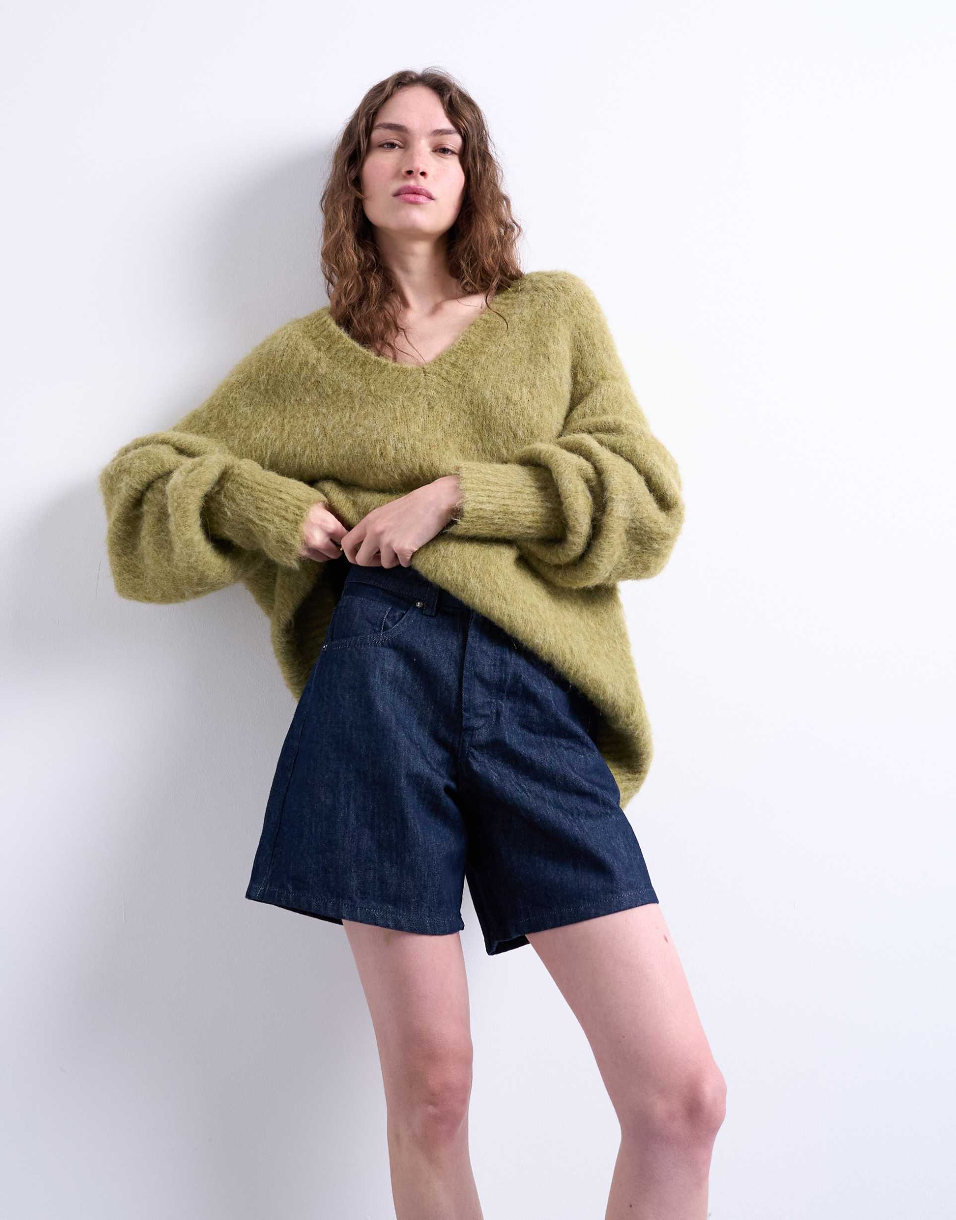 topshop denim editor shorts with raw hem in indigo rinse