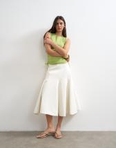 Topshop denim fit and flare maxi skirt in ecru