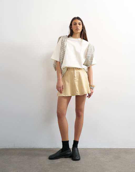 Topshop denim full mini skirt in buttermilk, 2 of 5