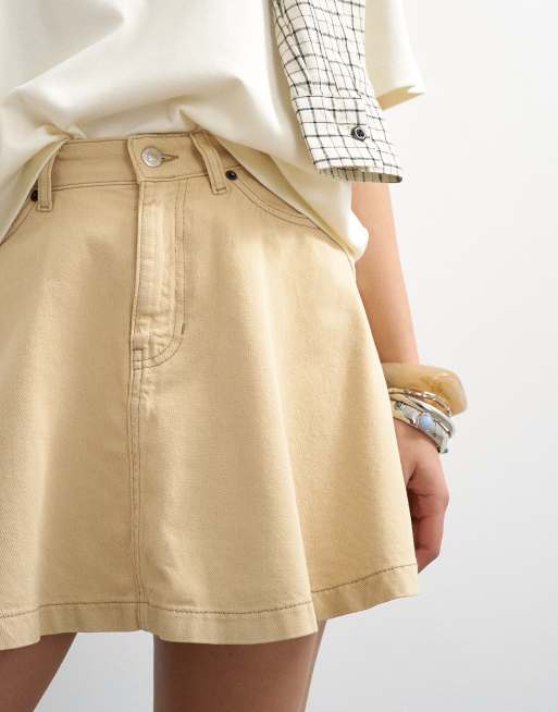 Topshop denim full mini skirt in buttermilk, 4 of 5