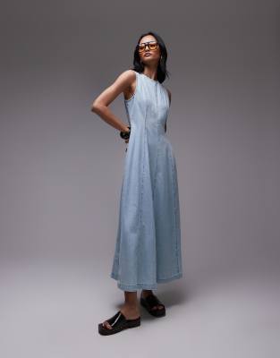 Topshop Denim Full Seamed Maxi Dress