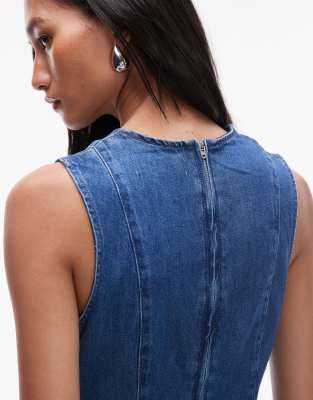 Topshop Denim Full Seamed Mini Dress