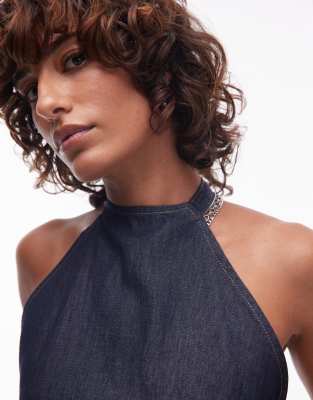 Topshop Denim Halter Neck Top