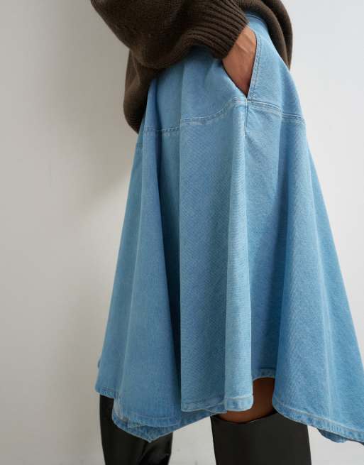 Topshop denim hanky hem midikjol i blekt tvätt, 5 av 5