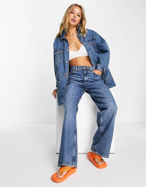Topshop - Denim jack in jaren 70 stijl in middenblauw , 3 van 4