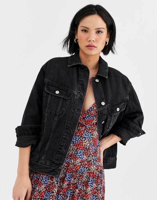 Topshop black shop jean jacket