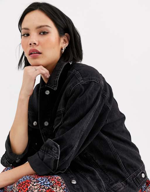 Topshop moto clearance black denim jacket