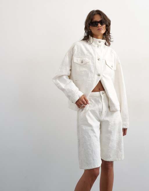 Topshop - Denim jort met ballonpijpen in distressed ecru, 2 van 5