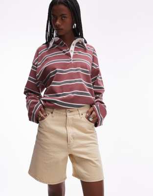 Topshop Denim Jorts In Yellow