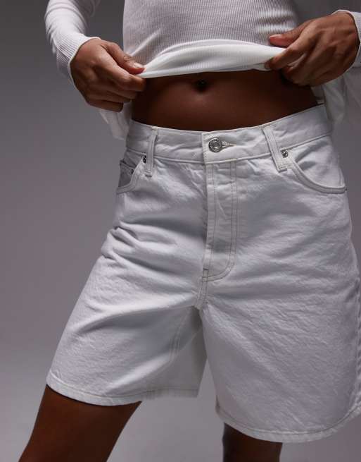 Topshop denim jorts in white, 4 of 5