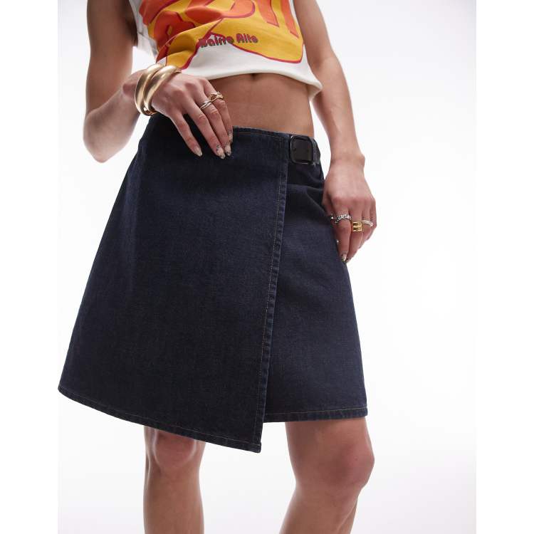 TFW49 SIDE TUCK WRAP SKIRTブルー L TFW49 SIDE TUCK WRAP SKIRTブルー L