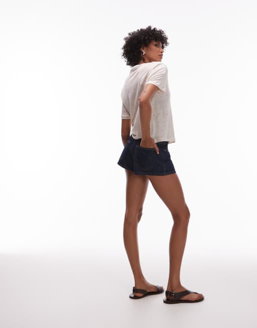 Topshop - Denim short in indigo wassing