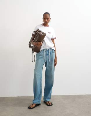 Topshop Denim Lightweight Sweat-style Jeans In Blue