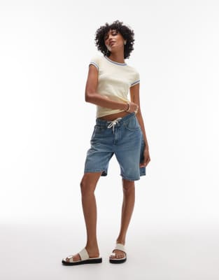 Topshop Denim Lightweight Sweat-style Shorts