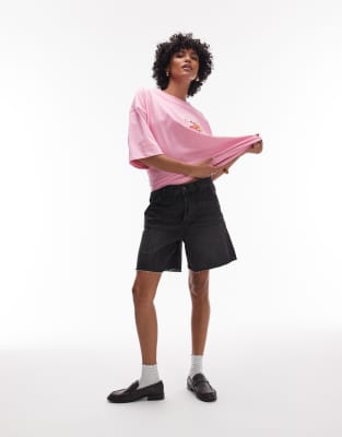 Topshop Topshop denim loose fit jort in washed black