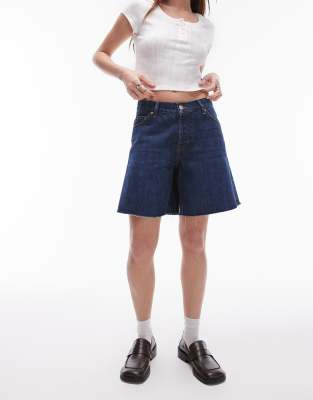 Topshop Topshop denim loose jort in rich blue