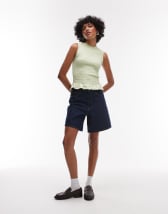 Topshop denim Editor shorts in rich blue
