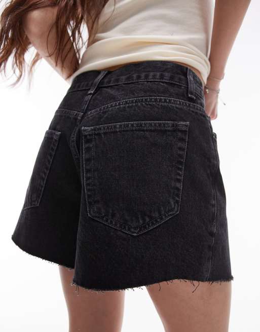 Topshop denim Lover shorts in washed black