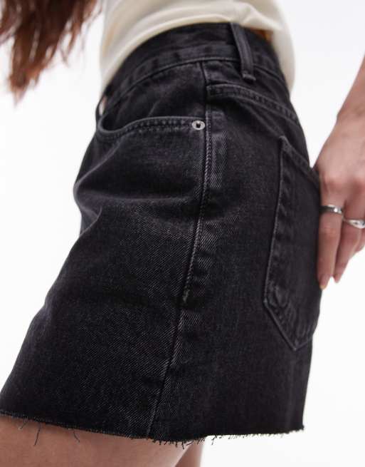 Topshop denim Lover shorts in washed black