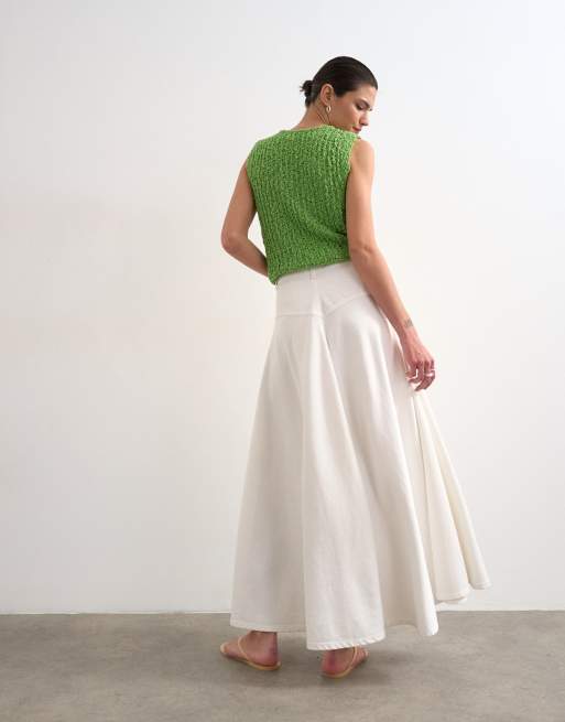 スカート MOTHER THE YOKE FRONT CIRCLE MAXI SKIRT Organic Textured