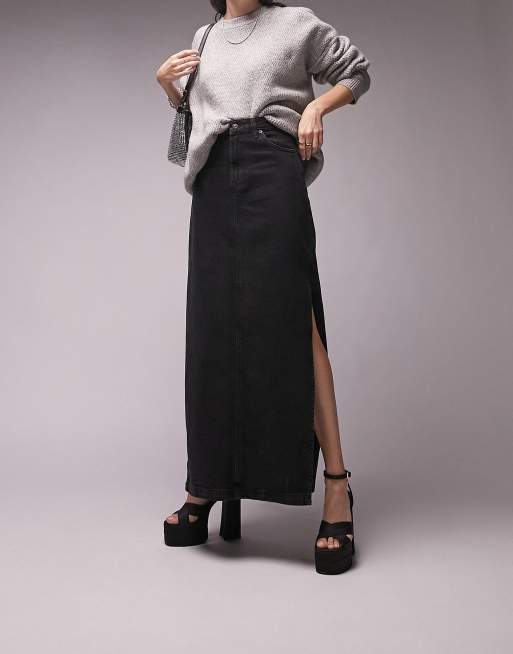 Long black 2025 denim skirt