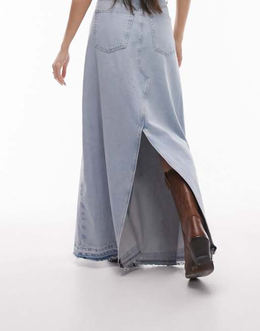 Maxi wrap hotsell denim skirt