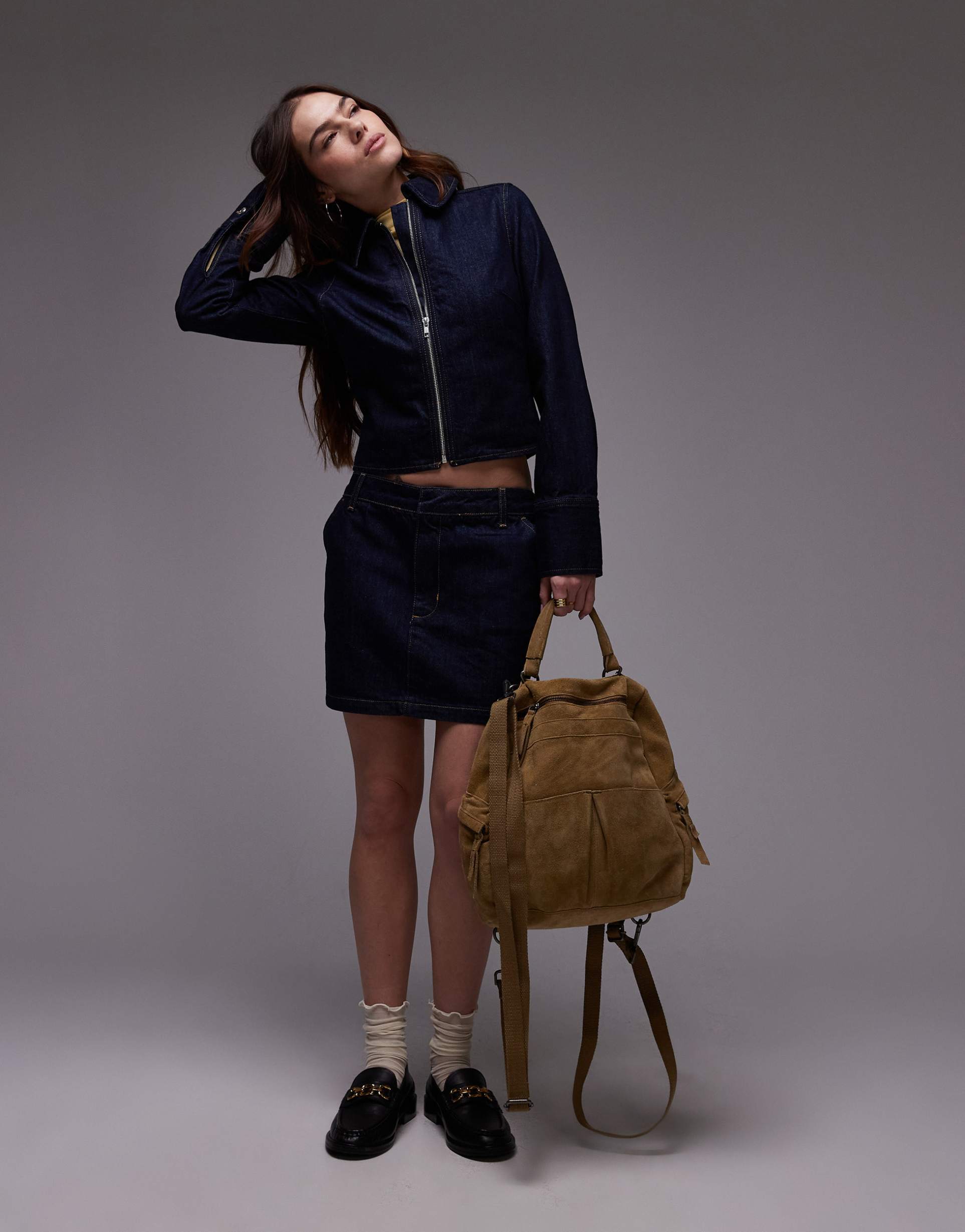 topshop denim micro pelmet skirt in rinse indigo